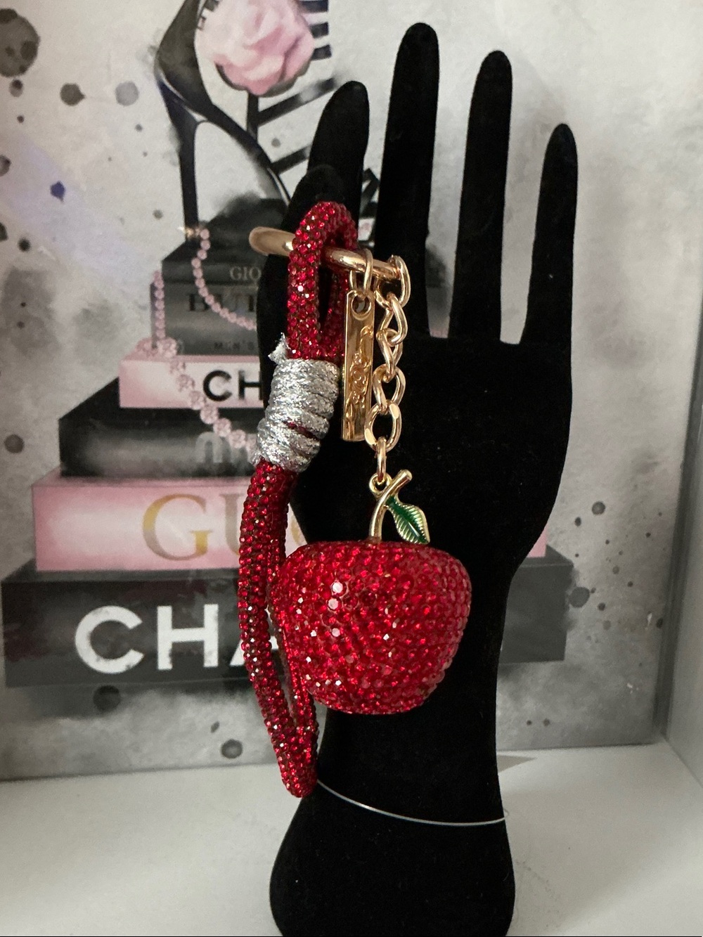 Sparkling Red Apple Bag Charm Keychain Absolutely Stunning 🤩